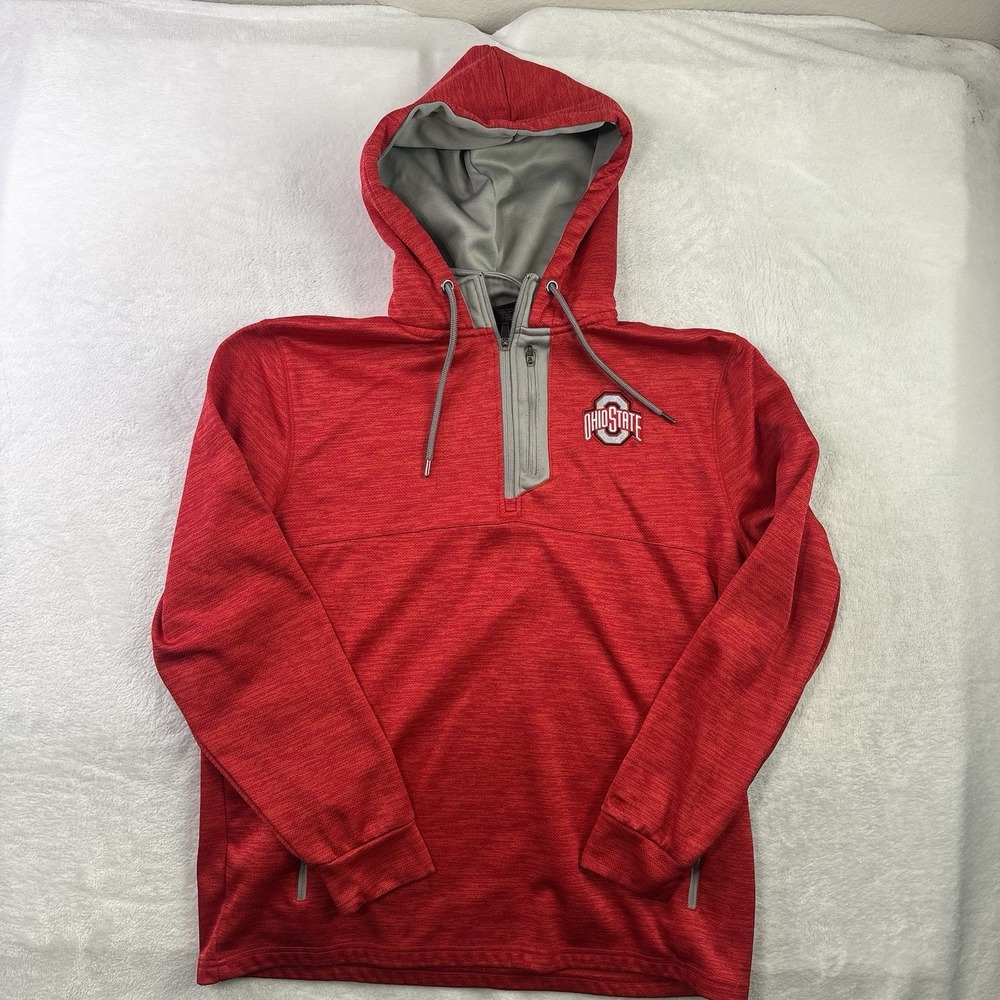 Colosseum Ohio State Buckeyes 1/4 Zip Pullover Long Sleeve Red Sweatshirt Mens L